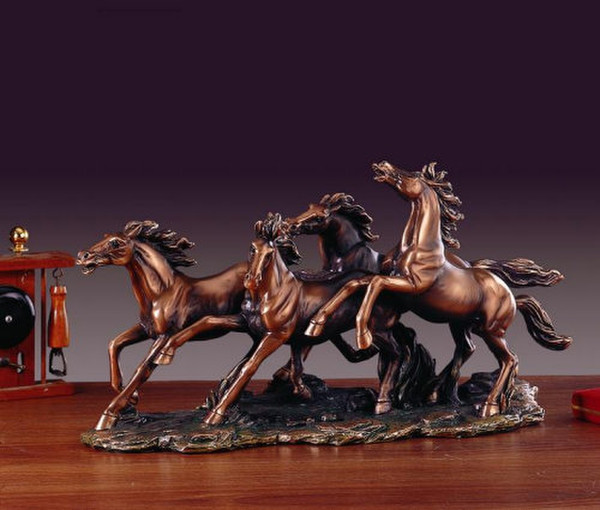 Four Running Stallions Wildlife Sculpture Large Horses Statue